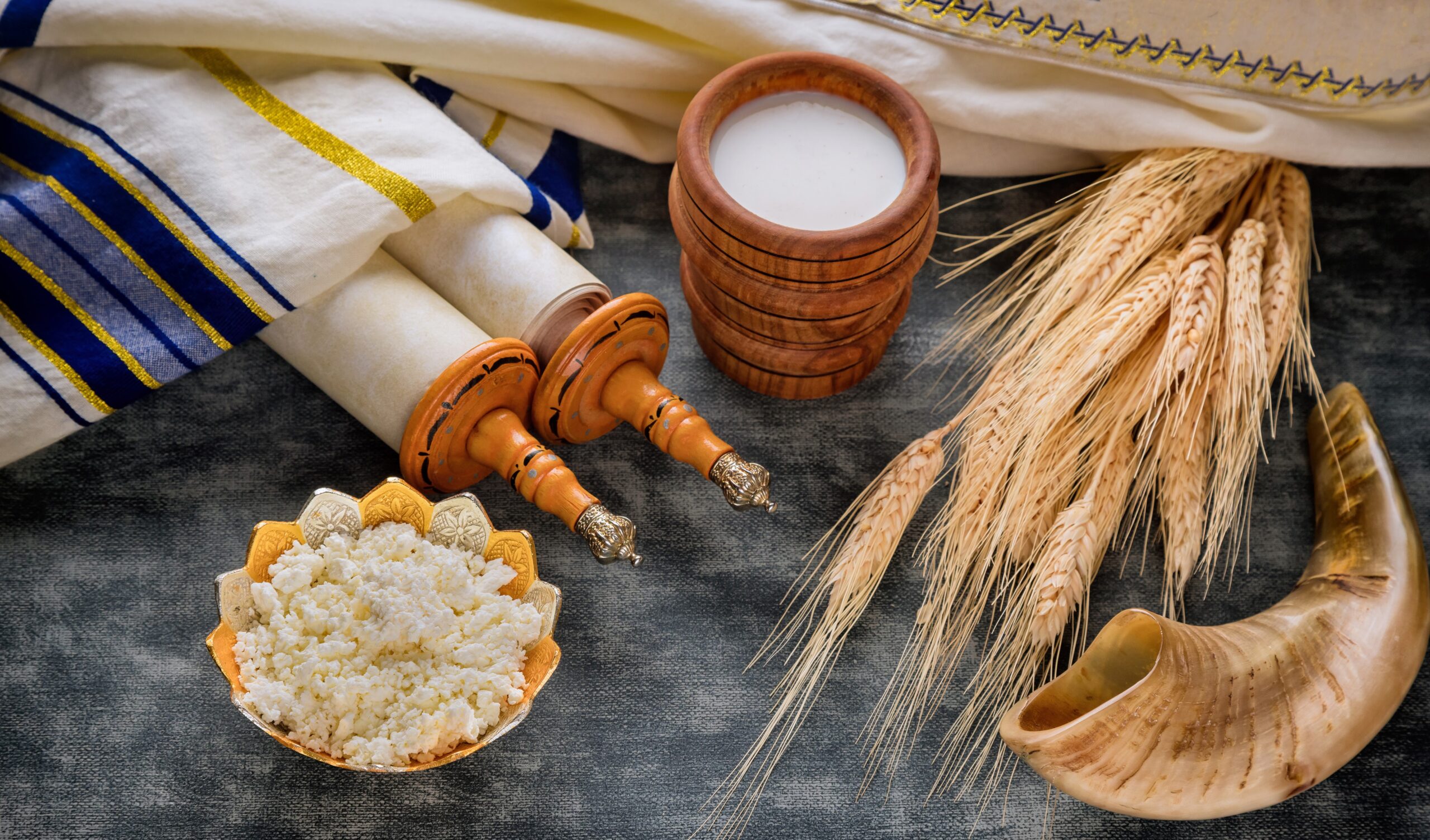Torah and kippah on celebration Jewish Holiday Shavuot for Kosher dairy product